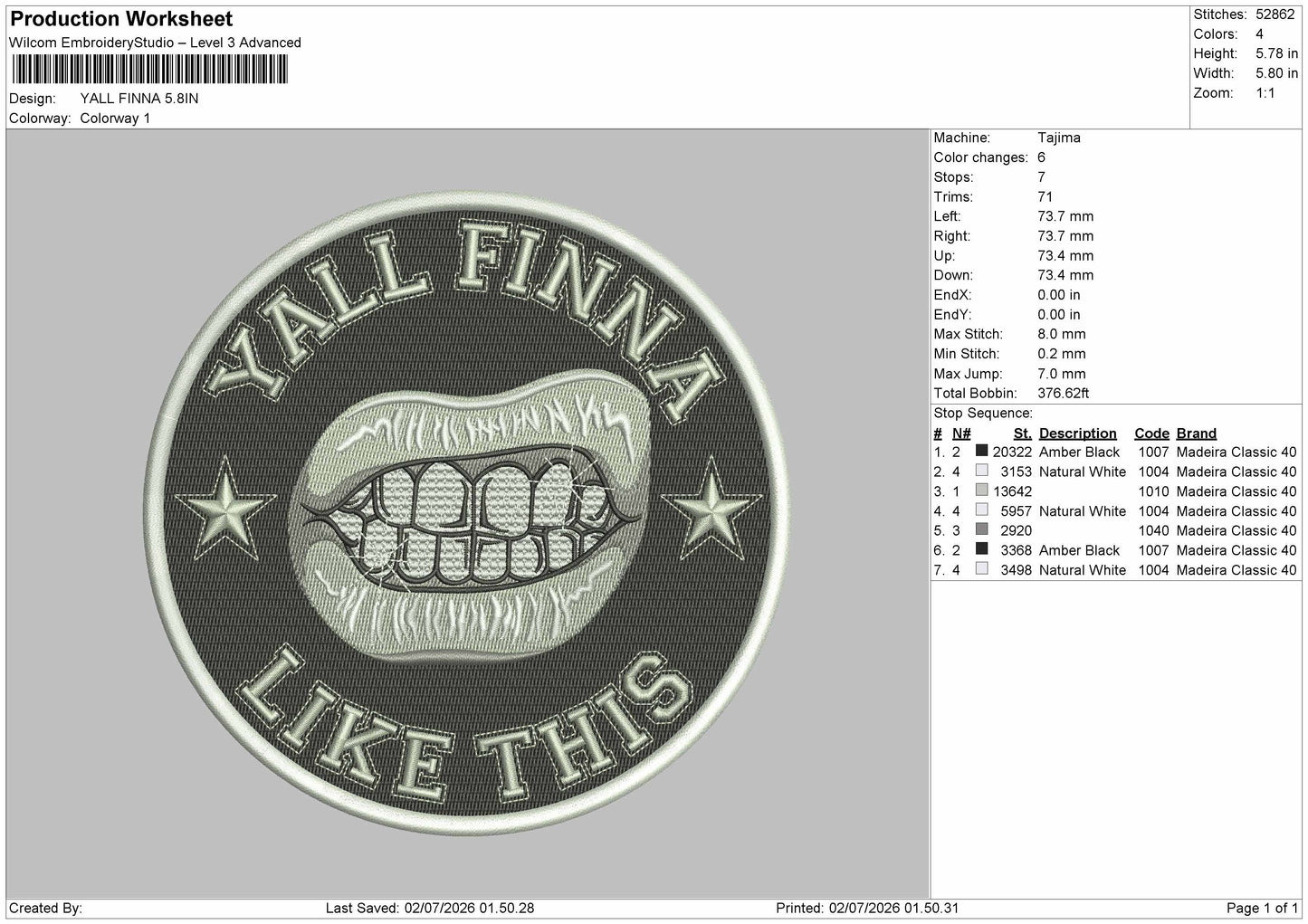 Finnatext Patch Embroidery Machine Design File 6 sizes