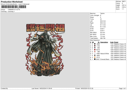 Yamafire Embroidery Machine Design File 6 sizes