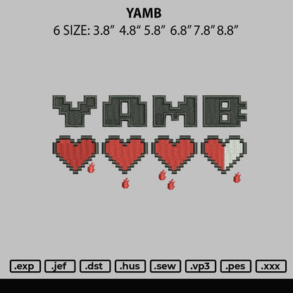 Yamb Embroidery Design File 6 sizes
