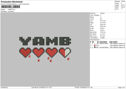 Yamb Embroidery Design File 6 sizes