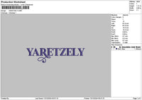 Yaretzelytext Embroidery File 6 sizes