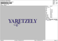 Yaretzelytext Embroidery File 6 sizes