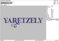 Yaretzelytext Embroidery File 6 sizes