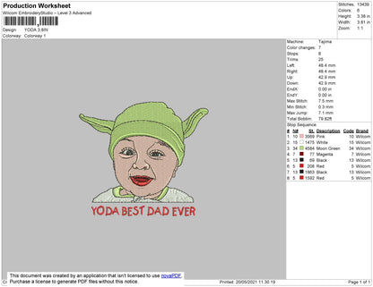 Baby Yoda 01 Embroidery File 4 size