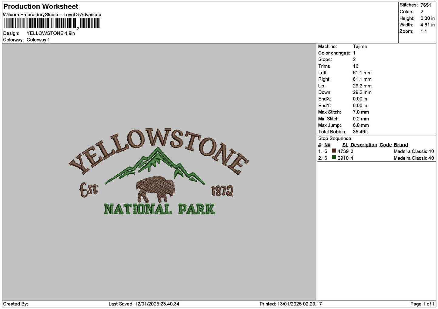 Yellowtext Embroidery File 6 sizes