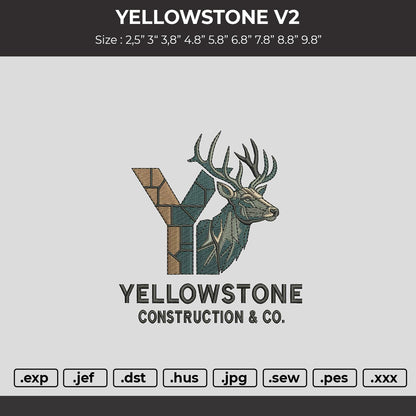 Yellowstonetext Embroidery Machine Design File 6 sizes