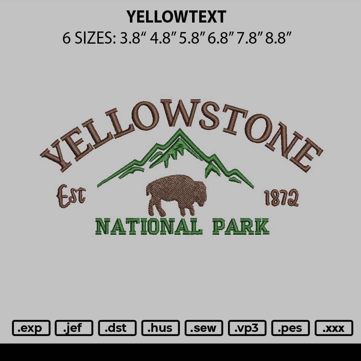 Yellowtext Embroidery File 6 sizes