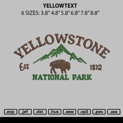 Yellowtext Embroidery File 6 sizes