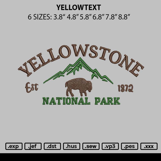 Yellowtext Embroidery File 6 sizes