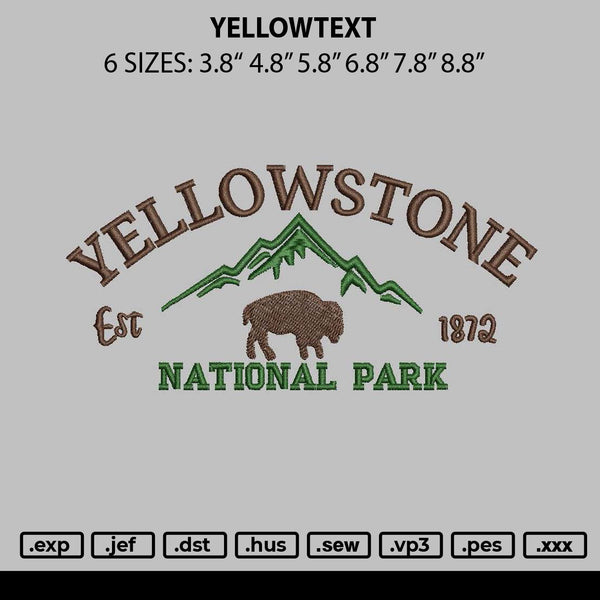 Yellowtext Embroidery File 6 sizes