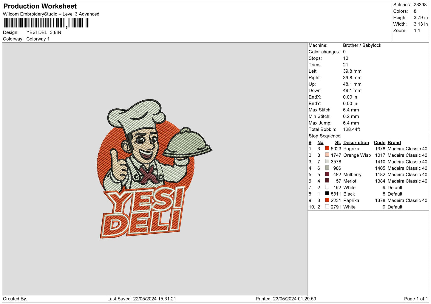 Yesi Deli Embroidery Design File 6 sizes