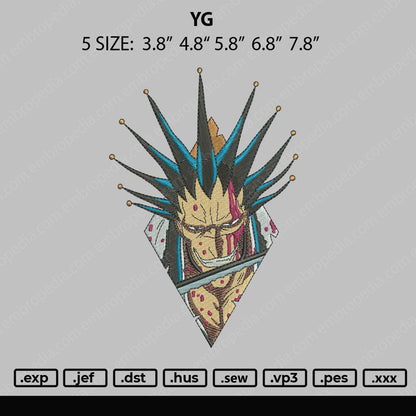 YG Kenpachi Zaraki bleach Embroidery MachineDesign File 5 Size