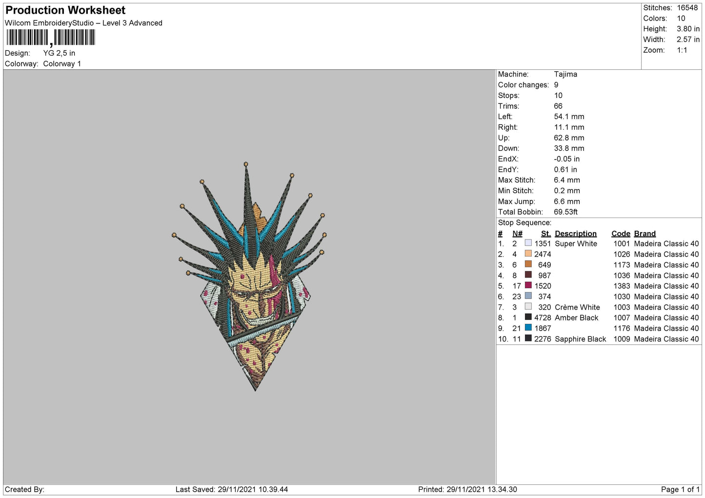 YG Kenpachi Zaraki bleach Embroidery MachineDesign File 5 Size