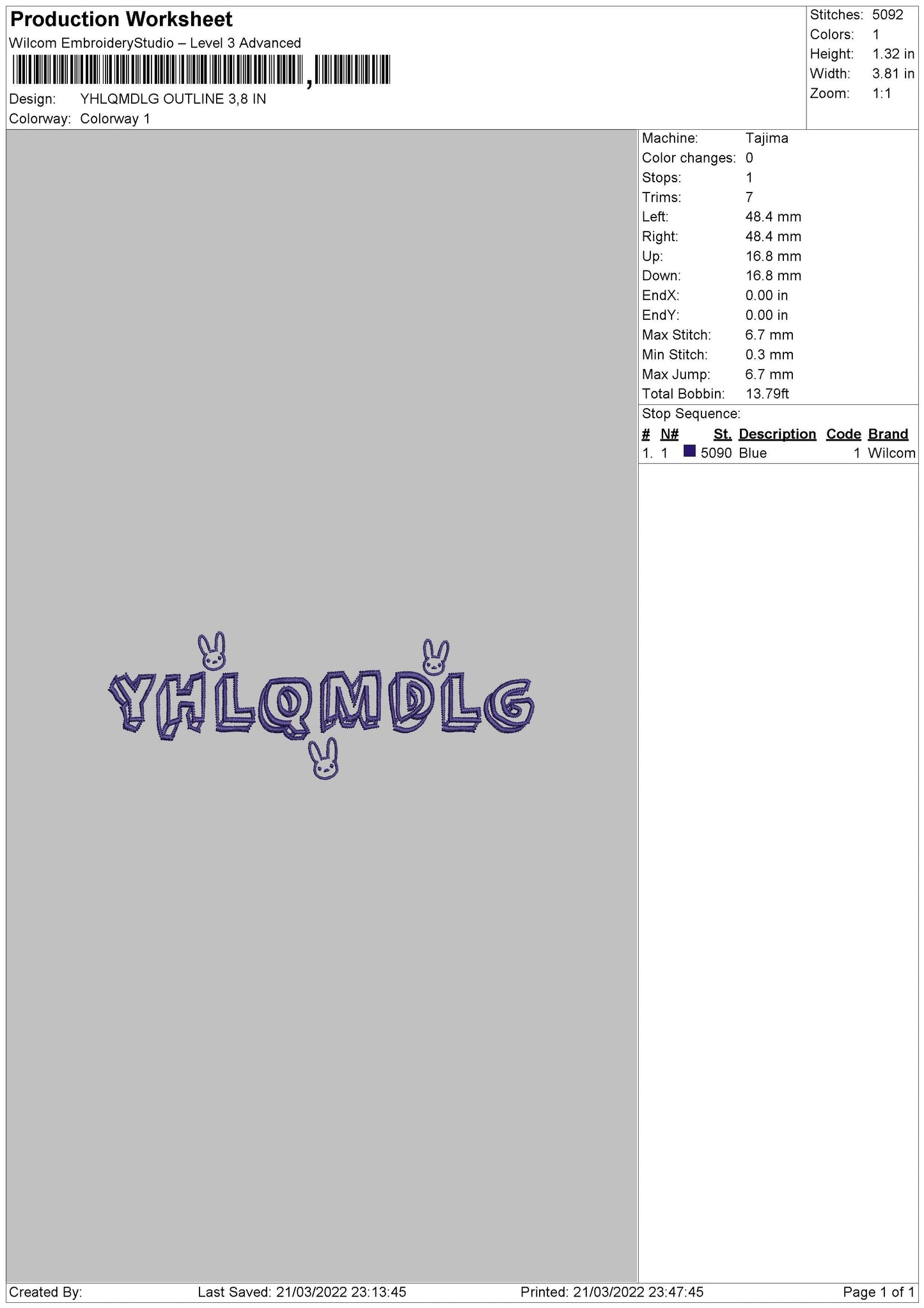 YHLQMDLG Outline Embroidery Design File 4 size