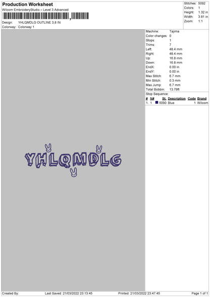 YHLQMDLG Outline Embroidery Design File 4 size