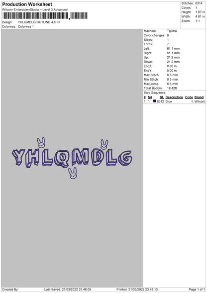 YHLQMDLG Outline Embroidery Design File 4 size