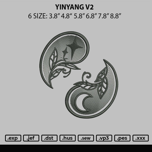 Yinyang V2 Embroidery File 6 sizes