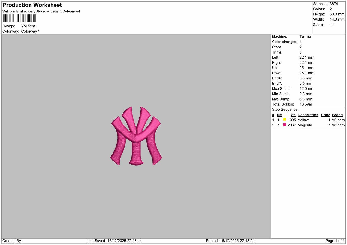 YM PUFF Embroidery File