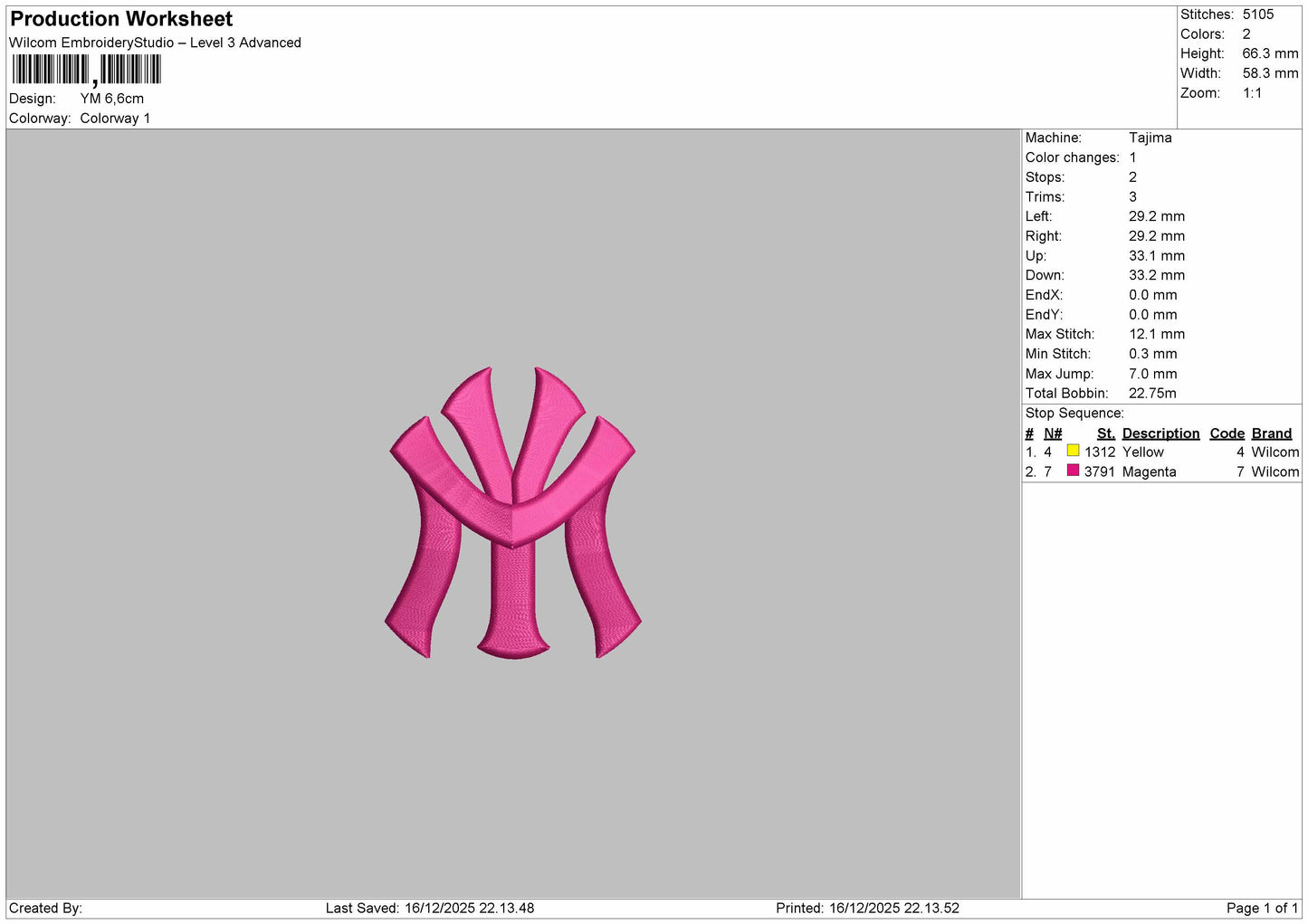 YM PUFF Embroidery File