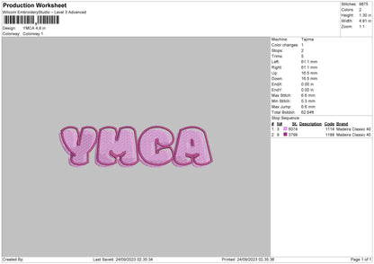 Ymca Embroidery Design File 6 sizes