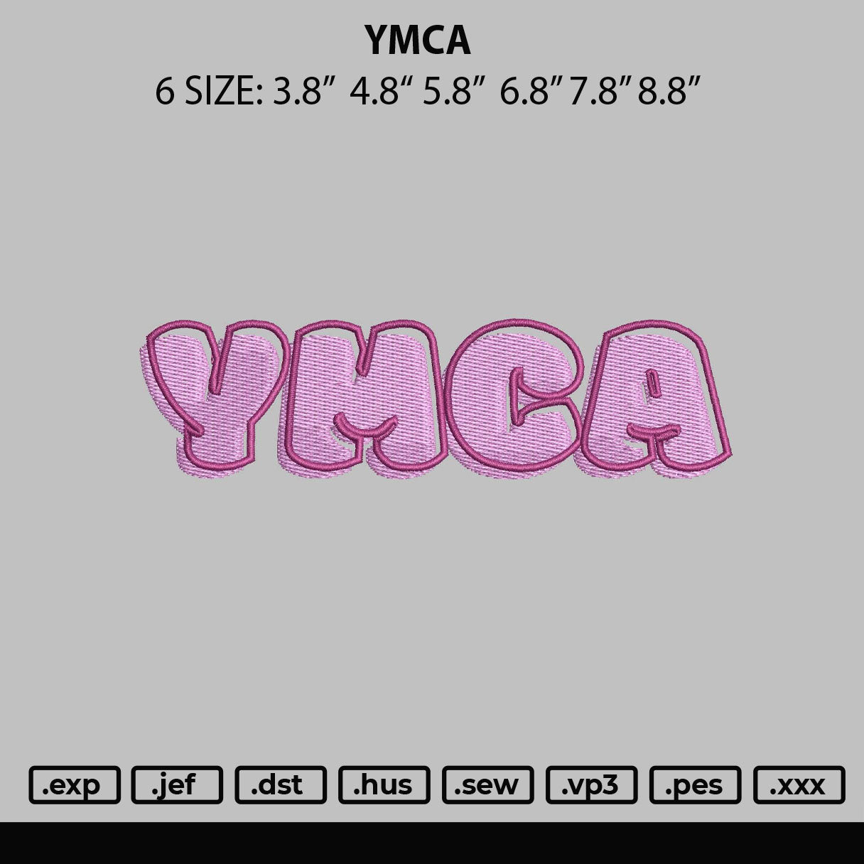 Ymca Embroidery Design File 6 sizes