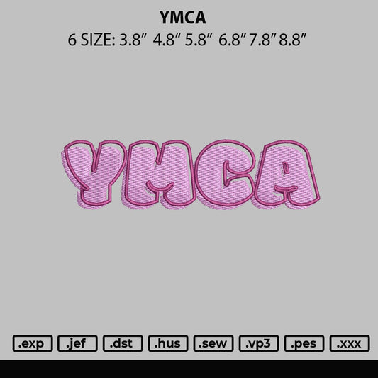 Ymca Embroidery Design File 6 sizes