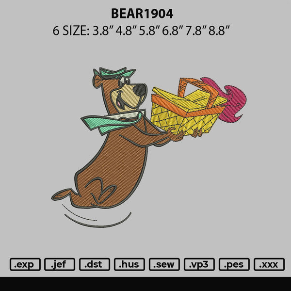 Bear1904 Embroidery File 6 sizes