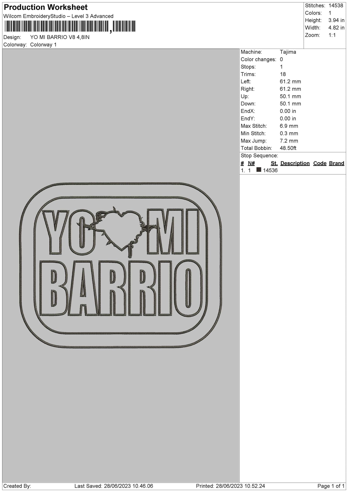 Yo Mi Barrio V8 Embroidery Design File 6 sizes