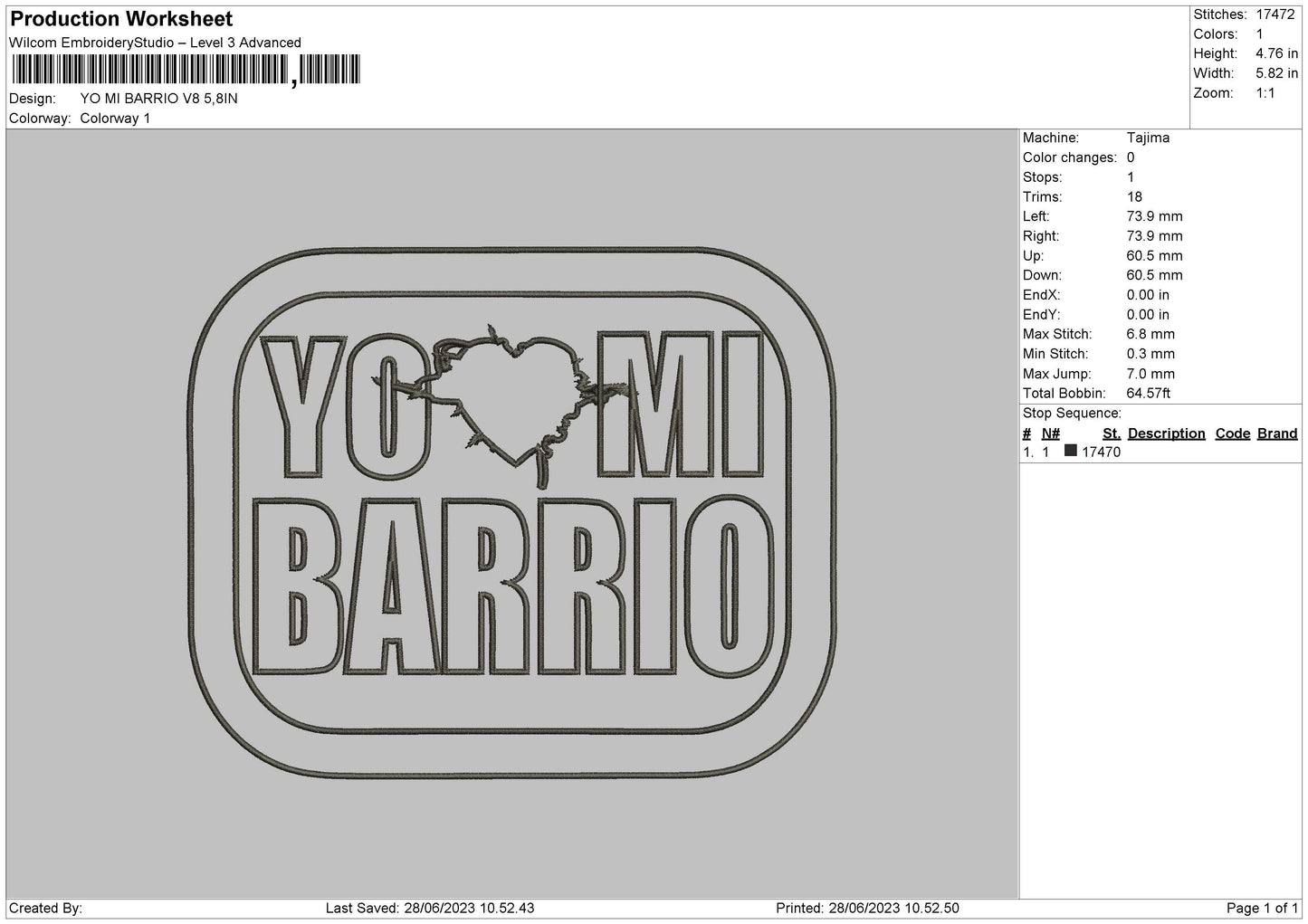 Yo Mi Barrio V8 Embroidery Design File 6 sizes