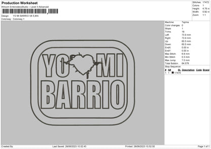 Yo Mi Barrio V8 Embroidery Design File 6 sizes