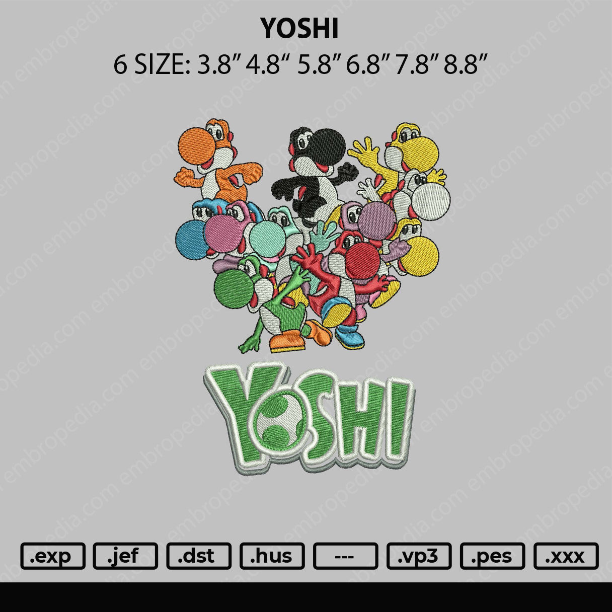 Yoshi Embroidery File 6 sizes