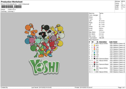 Yoshi Embroidery File 6 sizes