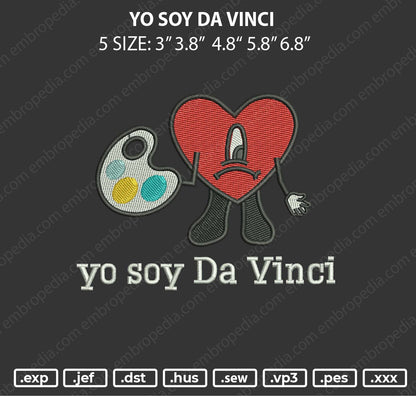 Yo Soy Da Vinci Embroidery Design File 4 sizes