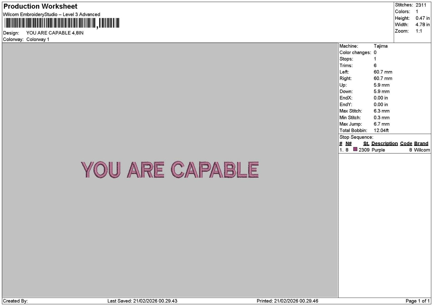 You Are Text Embroidery File 6 sizes