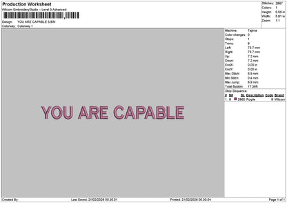 You Are Text Embroidery File 6 sizes