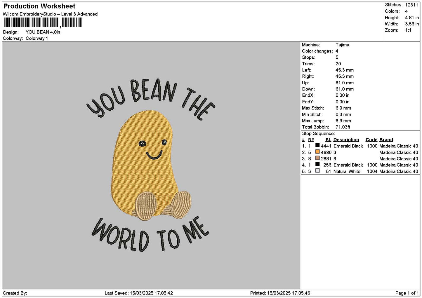 Beantext Embroidery File 6 sizes