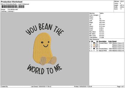 Beantext Embroidery File 6 sizes