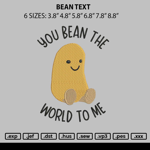 Beantext Embroidery File 6 sizes