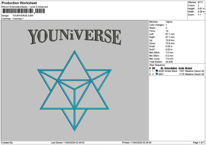 Youniversetext Embroidery File 6 sizes