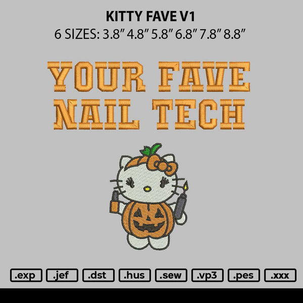 Kitty Fave v1 Emboidery File 6 sizes