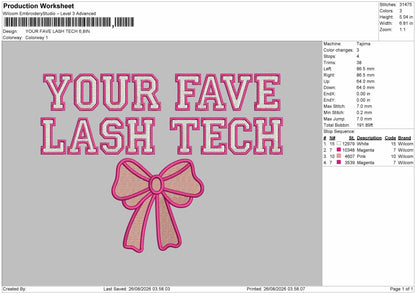 Lash Text 2608 Embroidery Machine Design File 6 sizes