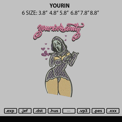 Your in Sanity - Halloween Embroidery Design File 6 sizes