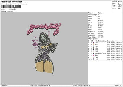 Your in Sanity - Halloween Embroidery Design File 6 sizes