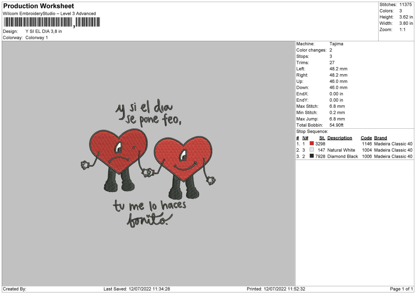 Y Si El Dia Embroidery Design File 4 sizes