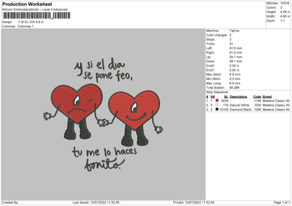 Y Si El Dia Embroidery Design File 4 sizes
