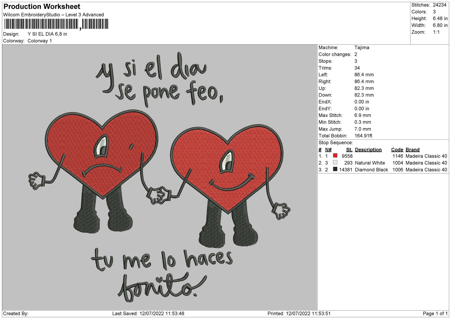 Y Si El Dia Embroidery Design File 4 sizes