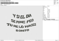 Y Si El Dia Text Embroidery File 4 sizes