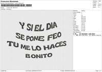 Y Si El Dia Text Embroidery File 4 sizes