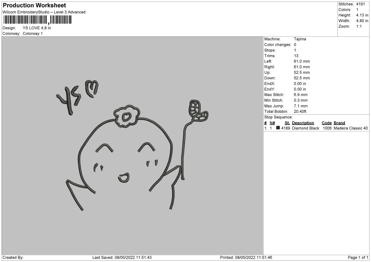 YS Love Embroidery Design File 4 size