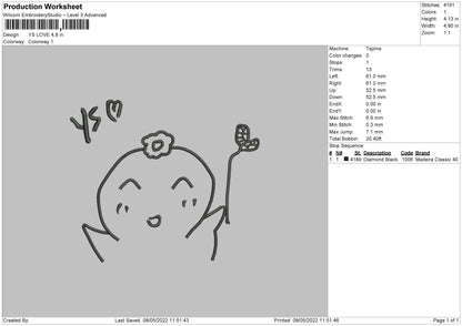 YS Love Embroidery Design File 4 size